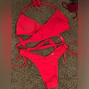 Cute red bandage top bikini